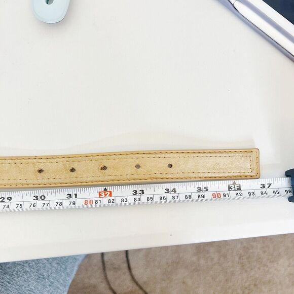 Vintage Tan Suede Leather Belt Gold Buckle Size M Western Country Boho - Picture 4 of 6